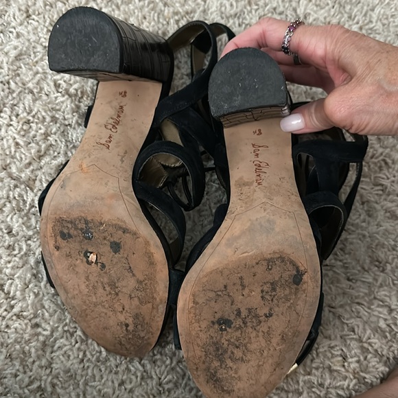 Sam Edelman Black, Lace-up, Suede Heels. Size 8. - Picture 8 of 8